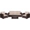 Merrick Lane Errol 4 Piece Faux Rattan Patio Furniture Set with 2 Chairs and Sofa with Removable Beige Cushions and Table